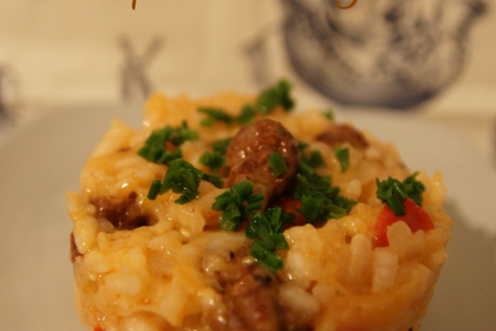 Risotto aux merguez & poivron rouge