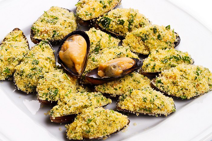 Moules gratinées