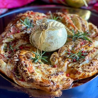 Couronne salée de Noël au saumon et fromage à la crème