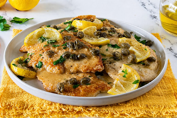 Poulet piccata ou blanc de poulet au citron