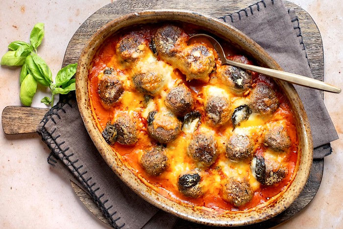 Boulettes d’aubergines parmigiana
