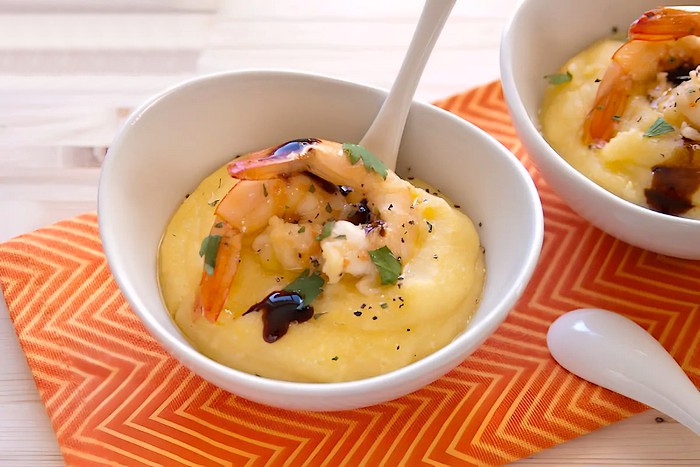 Polenta aux crevettes