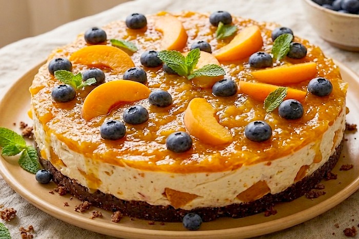 Gâteau aux abricots et yaourt froid