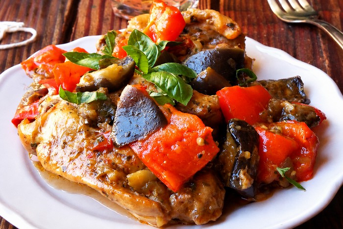 Poulet à la caponata