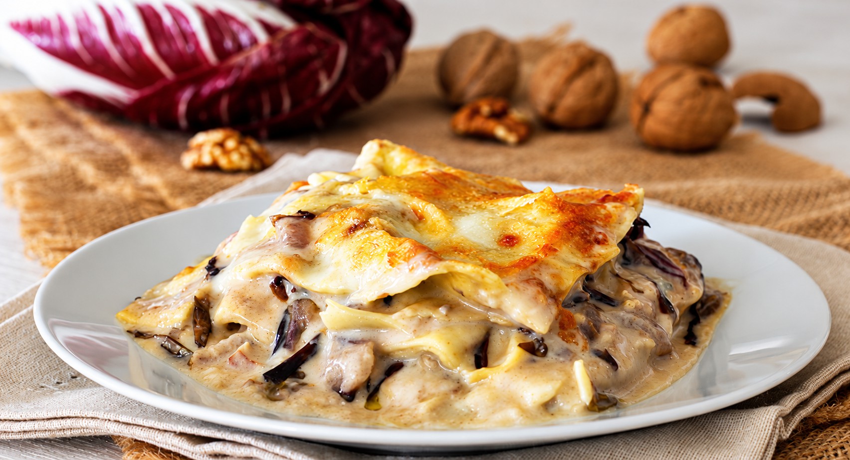 Lasagne radicchio avec gorgonzola et noix